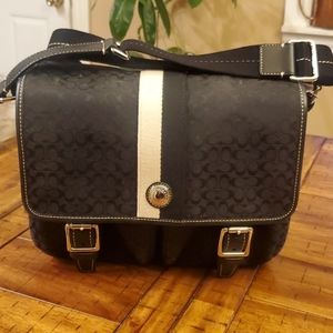 A coach messenger bag.
